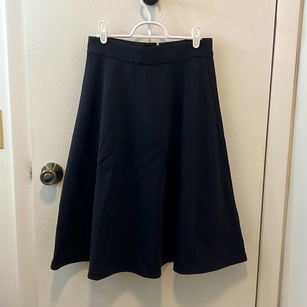 Black satin midi skirt